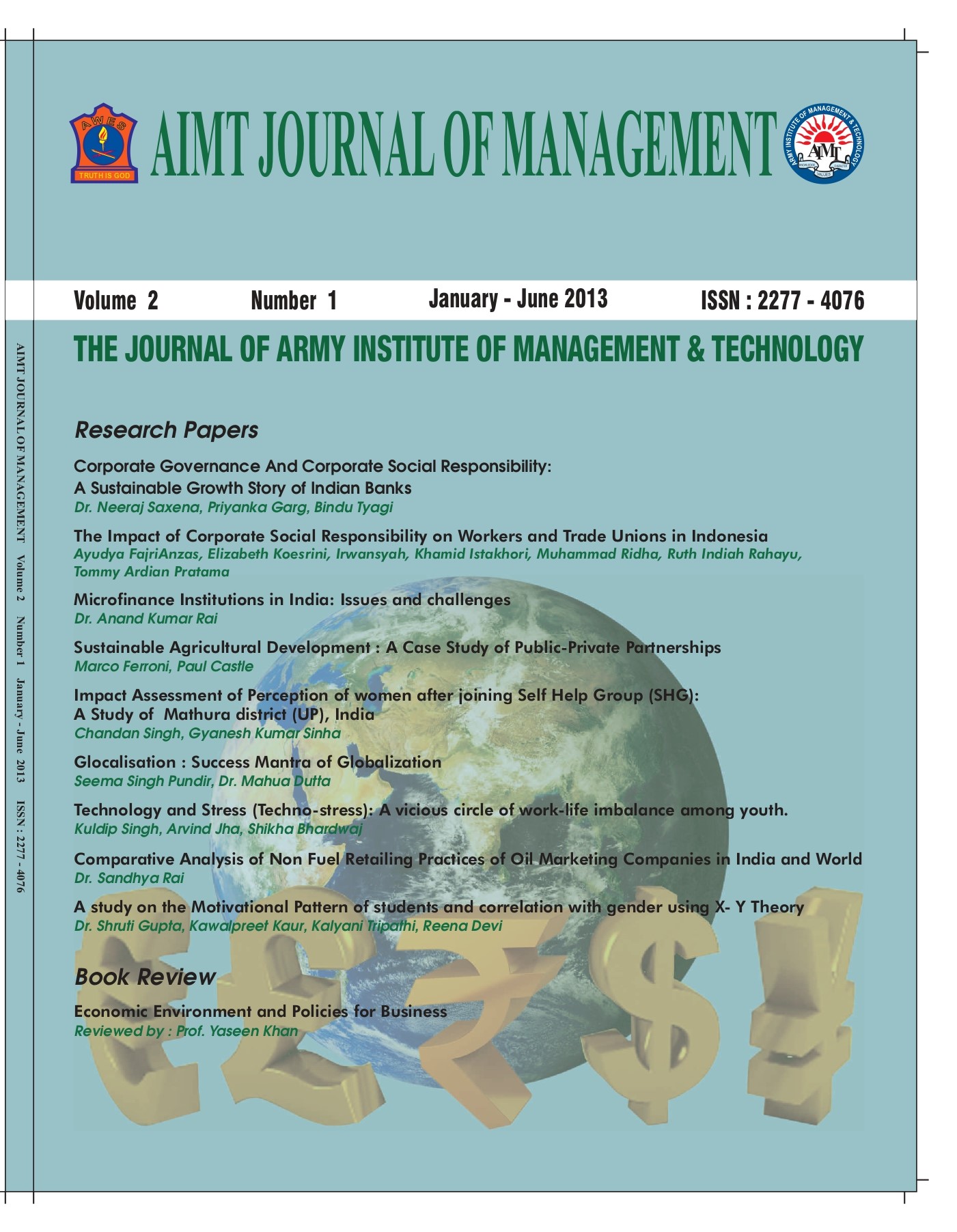 					View Vol. 2 No. I (2013): Jan - June
				